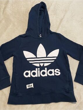 adidas Navy Pullover Hoodie with White Trefoil Logo